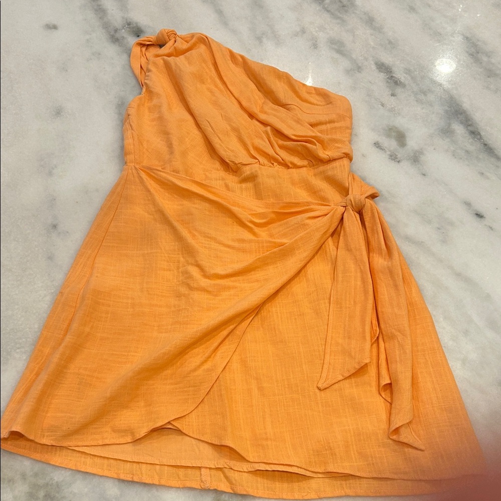 Chic One-Shoulder Orange Dress